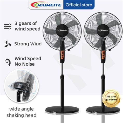 MAIMEITE Electric Fan Stand Fan 16 Inches 3 Speed Wind Speed 180