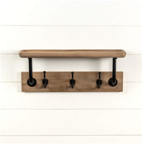 Wood Shelf with Hooks - Creating Country Decor