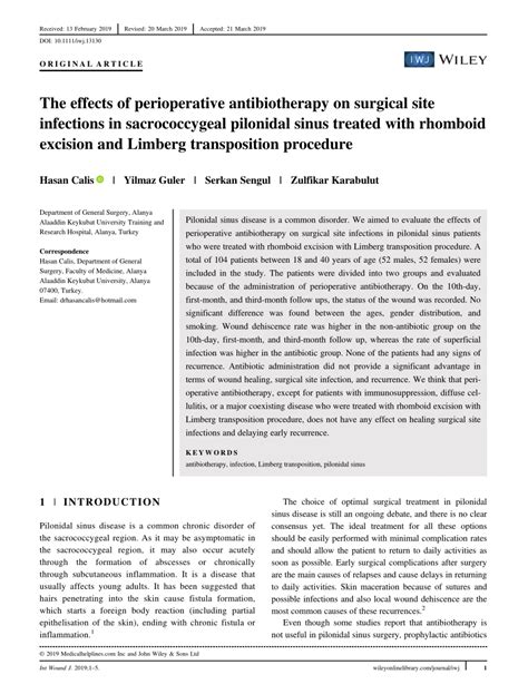 Pdf The Effects Of Perioperative Antibiotherapy On Surgical Site