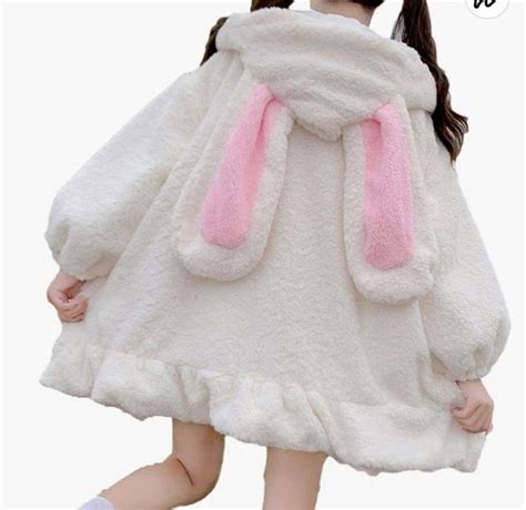 Bzb Kawaii Anime Bunny Ear Hoodies For Women Sweet Lovely Fuzzy Fluffy