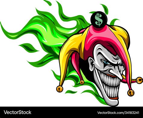 Crazy creepy joker face angry clown with evil Vector Image