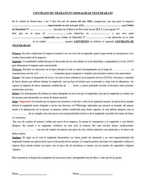 Contrato De Teletrabajo Pdf