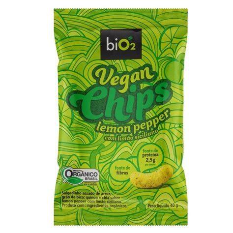 Chips Orgânico Lemon Pepper biO2 Vegan Chips Pacote 40g Clube Extra