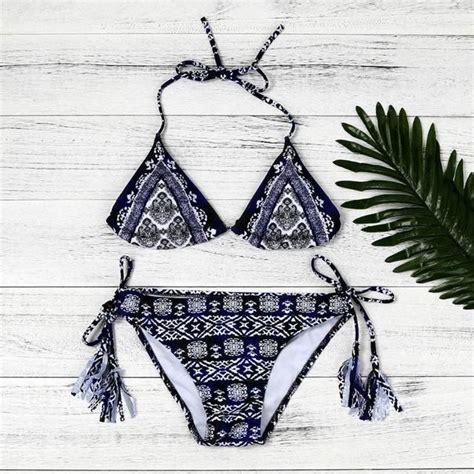 Boho Retro Tropical Floral Leaf Bikini Bohemian Moon Boutique With