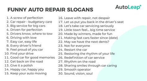 90 Funny Catchy Professional Auto Repair Slogans