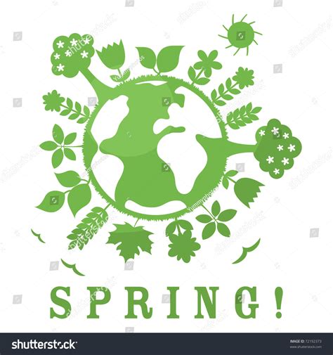 Cute Spring Symbol Green Planet Stock Vector Illustration 72192373