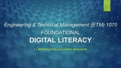 ETM 1070 Lesson 1 1 Introduction And Digital Behaviors Defense