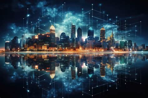 Abstract Night City Background Smart Cities Ai And Digital