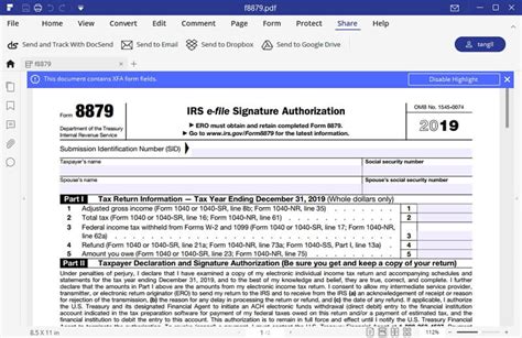 Irs Form 8879 Tax Return