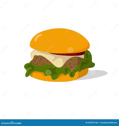 Colorful Hamburger Stylized Illustration Fast Food Logo Hamburger