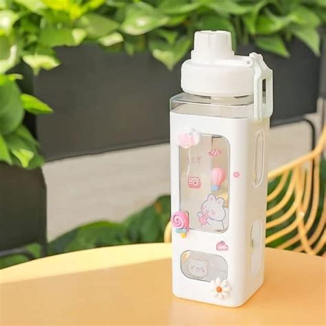 Kawaii Water Bottle With Straw And Sticker Kawaii Bear Water Bottle