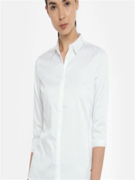 Buy Van Heusen Woman Women White Regular Fit Solid Formal Shirt