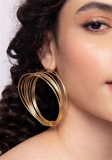 Buy Women Gold Multi Hoop Earrings Jewellery Indya