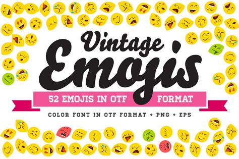 Vintage Emojis Otf Color Font Emoji Cool Emoji Hand Lettering Fonts