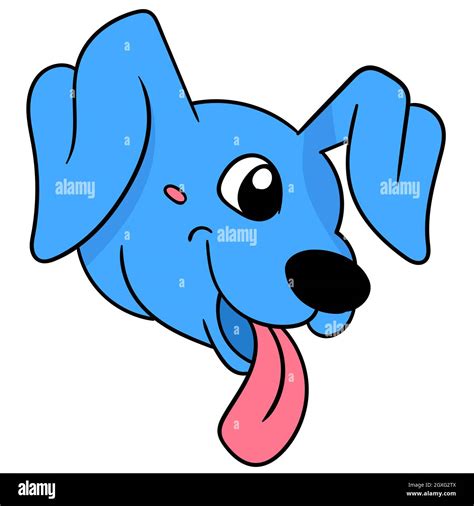 A Blue Dog Head With A Cute Face Sticking Out Its Tongue Stock Vector