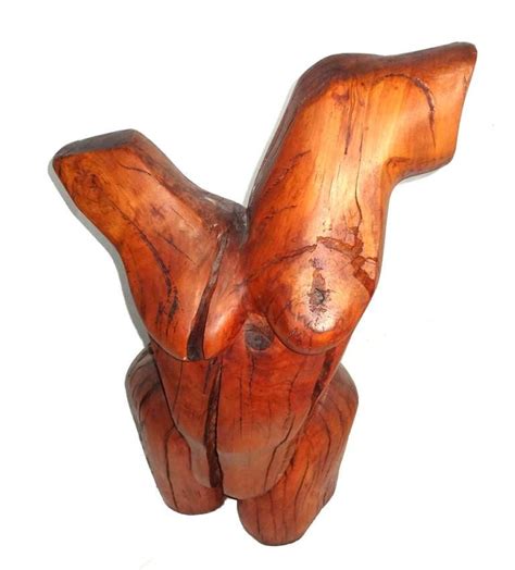 Cherrywood Female Nude Breast Bust Torso Carved Sculpture Danish