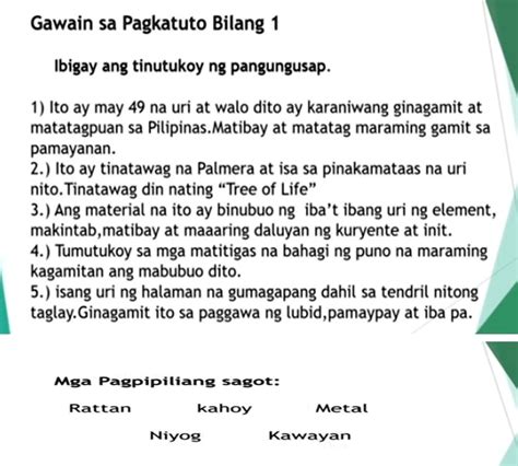 SOLVED Pa Help Po Thank U Po Gawain Sa Pagkatuto Bilang 1 Ibigay Ang