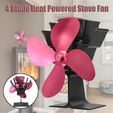 New 4 Blades Heat Powered Wood Stove Fan Ultra Quiet Fireplace Wood