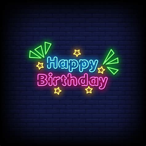 Happy Birthday Neon Signs Style Text Vector 2267648 Vector Art At Vecteezy