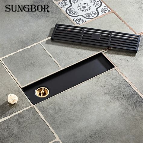 Drain 304 Stainless Steel Long Drainage Square Floor Drain Cover Shower ...