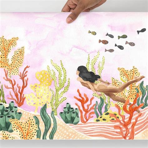 Nude Art Figure Study Art Print Nude Portrait Acrylic Feminine Tropical