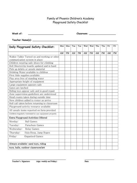 Indoor Playground Safety Checklist