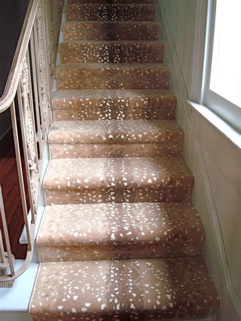 Elegant Antelope Print Carpet Stair Runner From Perch Carpet Stairs