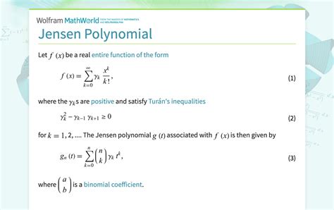 Jensen Polynomial From Wolfram MathWorld