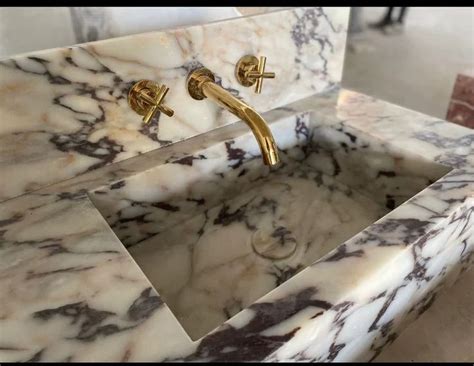 Calacatta Viola Marble Sink Custom Order Sink Powder Room Sink Wall