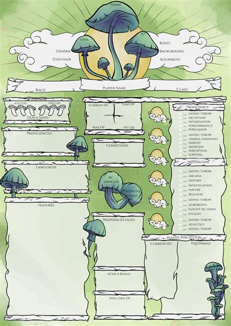 Character Sheet Mushrooms Dnd Karakters Character Sheet Schetsboek