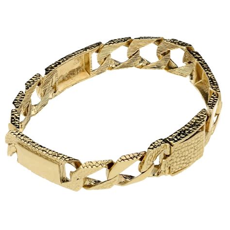 Mens 9ct Yellow Gold 7 5 Curb Bark Effect Bracelet Miltons Diamonds