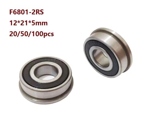 20 50 100pcs F6801 2rs F6801rs Flange Ball Bearing Deep Groove Ball