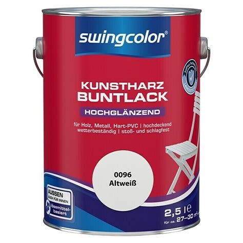 swingcolor Buntlack Kunstharz für Außen Altweiß Hochglänzend 2 5 l