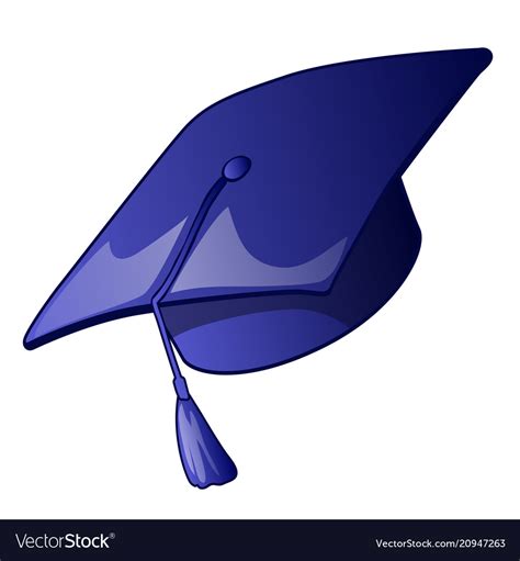 Graduation Cap With A Blue Tassel Isolated Vector Image