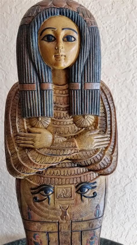 Sold Price: Vintage Style Egyptian Hand Carved & Painted Sarcophagus ...