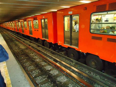 Mexico City Metro train with rubber tires, possibly Alstom MP-82 cars