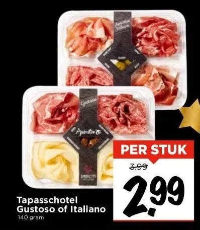 Tapasschotel Gustoso Of Italiano 140 Gram Aanbieding Bij Vomar