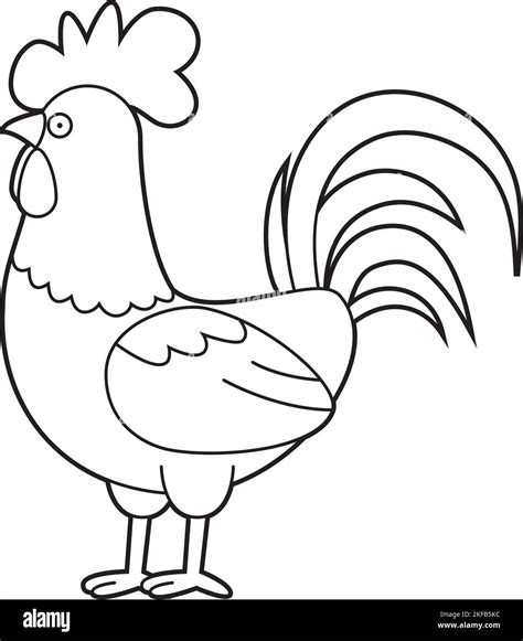 Easy Coloring Cartoon Vector Illustration Of A Rooster Stock Vector