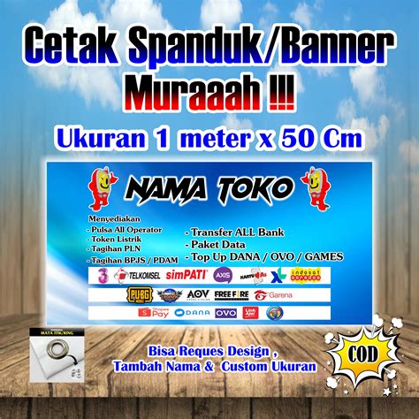 Spanduk Banner Counter Pulsa Ukuran 1 Meter X 50 Cm Lazada Indonesia