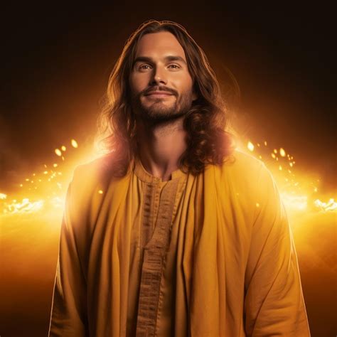 Premium Photo Jesus Standing In Front Of A Yellow Light