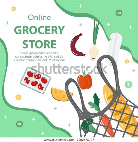 Vector Online Grocery Store Banner Template Stock Vector (Royalty Free ...