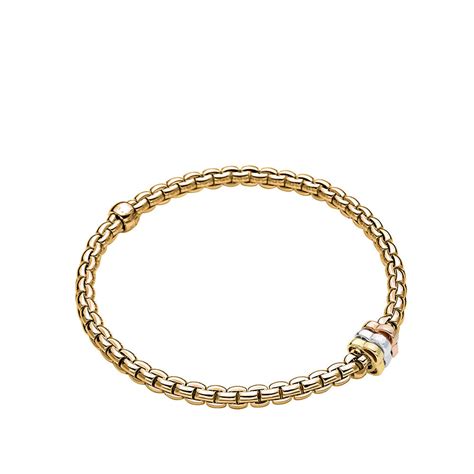 Fope Flex It Tri Color Station Bracelet In 18k Gold