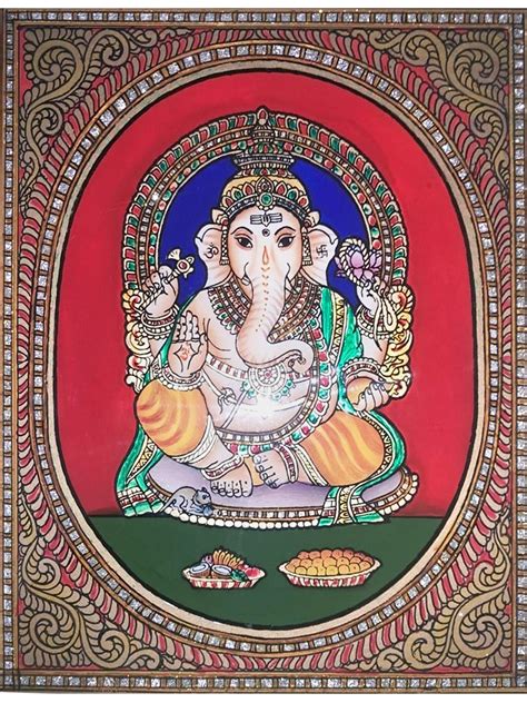 God Vinayagar Tanjore Paintings By Ramesh Exotic India Art