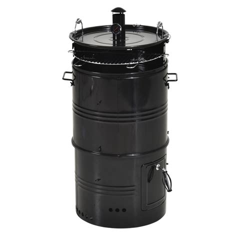 Outsunny Barrel Charcoal Bbq Cooker Barbecue Smoker Grill With Cover