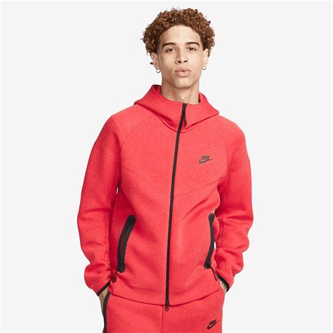 Nike Tech Fleece Full Zip Windrunner Hoodie University Red Heather