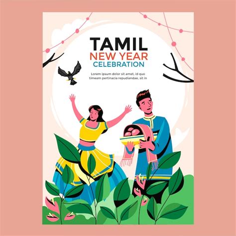 Premium Vector Happy Tamil New Year Poster With Couple