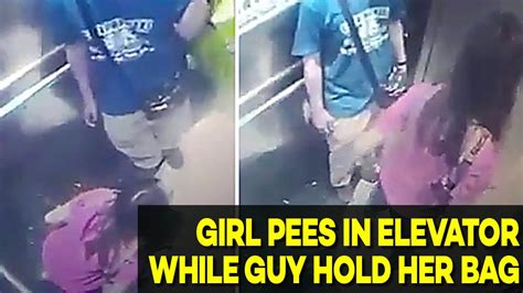 Guy Hold Her Bag While Girl Pees In Elevator Youtube