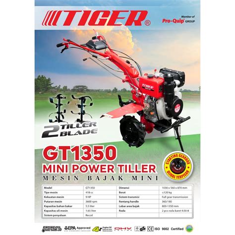 Jual Mesin Traktor Mini Cultivator TIGER GT1350 SOLAR Mesin Bajak