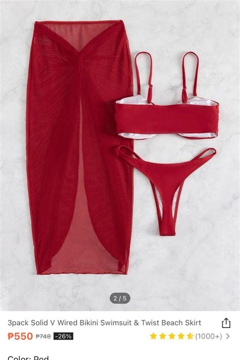 Red 3 Pc Bikini Set Shein On Carousell