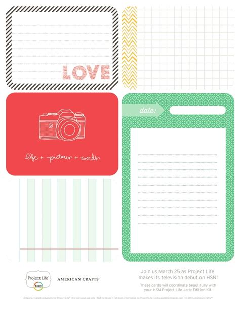 108 Best Images About Free Printable Project Life And Journaling Cards